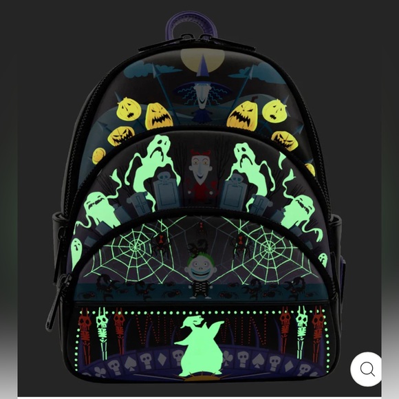 Loungefly Black Halloween Backpack with Spooky Design - Picture 2 of 7